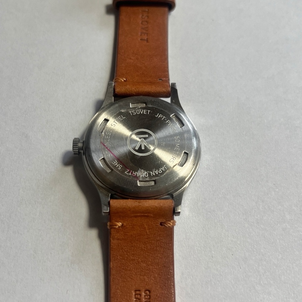 Tsovet JPT PW36 Blue Dial Watch with Brown Leather Strap